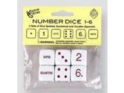 d6 20mm Number Dice 1 6 Numbers Pips Spanish Words 6 MINT New