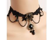 ZNUONLINE Handmade Adjustable Jewelry Retro Vintage Elegant Vampire Black Diamond Necklace for Women Ladies Girls Clothes Dresses Chain Collar Halloween Party C