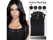ZNUONLINE Black Real Human Hair Wigs Extensions 7pcs Hairpieces Straight 22 Clip In On Fashion Multic colors for Women Ladies Girls Cosplay Party 240088_1