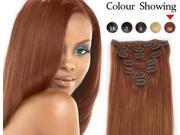 ZNUONLINE Brown Real Human Hair Wigs Extensions 7pcs Hairpieces Straight 22 Clip In On Fashion Multic colors for Women Ladies Girls Cosplay Party 240088_12