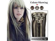 ZNUONLINE Real Human Hair Wigs 24 8pcs Extensions Hairpieces Full Head Straight Clip In On Fashion Multic colors for Women Ladies Girls Cosplay Party 240091_15