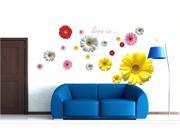 Colorful Daisy Personalised Vinyl Sticker Decal Family Wall Art Design Baby Kids Bedroom Bathroom Window Setting Room DIY Removable Quote Vinyl Wall Decor Mural
