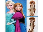 ZNUONLINE Frozen Snow Queen Anna Full Head Wigs Womens Ladies Girls Long Braid Anime Wig for Cosplay Costume Party Christmas Xmas Gift