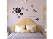 ZNUONLINE Flower Butterfly Removable Wall Stickers Home Room Bed Room Decor Peel and Stick Quote Wall Decals