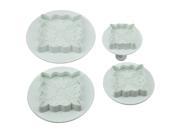ZNUONLINE Square Stamp Shape Cake Cookie Plunger Cutter Mold 4 Pieces Set