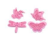 ZNUONLINE Exquisite Bird Butterfly Dragonfly Shape Cake Cookie Plunger Cutter Mold 4 Pieces Set