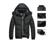 Men s Winter Warm Jacket Zipper Parka Thickening Stand Collar Long Sleeve Hoodie Outwear Black