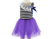 ZNU Girls Toddler Baby Lace Stripe Sleeveless Bow Knot Dress Kids Tulle Tutu Skirt Purple