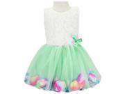 ZNU Baby Kids Girls Rose Flower Petal Princess Bow Knot Lace Tulle Skirts Sleeveless Top Dresses Green