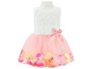 ZNU Baby Kids Girls Rose Flower Petal Princess Bow Knot Lace Tulle Skirts Sleeveless Top Dresses Pink