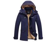 ZNU Men s Stand Collar Winter Warm Coat Full Zip Thicken Jacket Outerwear Blue