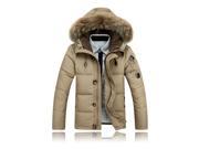 ZNU Men s Fur Hoodie Duck Down Jacket Winter Thick Warm Coat Parka Outerwear