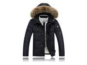 ZNU Men s Fur Hoodie Duck Down Jacket Winter Thick Warm Coat Parka Outerwear