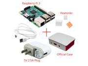 Raspberry Pi 3 Model B Official Case 5V 2.5A Plug Heatsink Kit