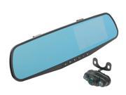 4.3 inch 170 Degree Full Hd 1080P CMOS Dual Lens Car Dvr Mirror Black