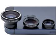 Black 3 in 1 180 Degree Fish Eye Lens Wide Angle Lens Macro Lens Kit for iPhone 5S 5C 5 Mini Samsung Galaxy S5 S4 Note 2 3