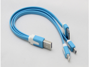 Flat Noodle 3 in 1 Sync Charger USB Data Cable for iPhone 5 4S iPad SAMSUNG HTC