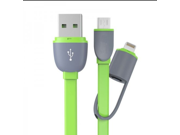 NEW Time limited discount brand 2in1 micro USB cable Sync Data Charging Charger Flat Noodle Cable For Samsung Iphone white Notice Cable was not MFI