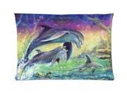 Dolphins Painting Art Style Pillowcase Custom 20x30 Inch Zippered Pillow Case