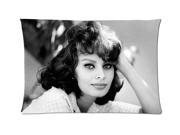 Sophia loren Actress Style Pillowcase Custom 20x30 Inch Zippered Pillow Case