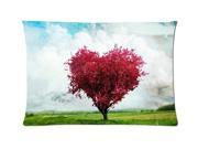 Red Heart Tree Style Pillowcase Custom 20x30 Inch Zippered Pillow Case