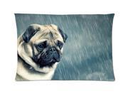 Pug Dog In The Rain Style Pillowcase Custom 20x30 Inch Zippered Pillow Case