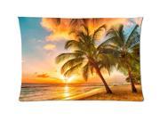 Scenery Tropics Sea Coast Sunrises and sunsets Palma Nature Style Pillowcase Custom 20x30 Inch Zippered Pillow Case