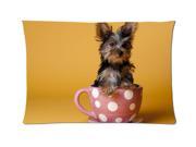 Yorkshire Terrier Cup Style Pillowcase Custom 20x30 Inch Zippered Pillow Case