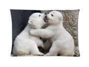 White Polar Bear Ice Snow Style Pillowcase Custom 20x30 Inch Zippered Pillow Case