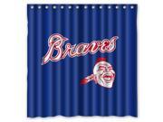Atlanta Braves 03 MLB Design Polyester Fabric Bath Shower Curtain 180x180 cm Waterproof and Mildewproof Shower Curtains