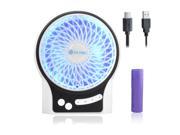 Mini Portable Wireless USB Li ion Rechargeable Strong Wind Desk Fan Air Cooling LED 3 Gear Speed Adjustable White