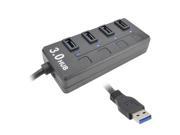 4 Port USB 3.0 HUB ON OFF Switch High Speed 5Gbps LED Power for Laptop Desktop PC Mac