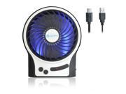 iKKEGOL Mini Portable Wireless USB Li ion Rechargeable Strong Wind Desk Fan Air Cooling LED 3 Gear Speed Adjustable Black
