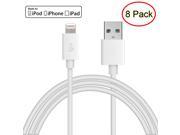 iKKEGOL Pack of 8 Apple Certified MFI iPhone 6 5 5S iPod IOS 7 8 Lightning USB Date Charger Cable White