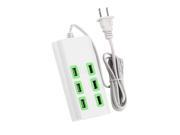 1.5M 35W 6 USB Port 5V HUB Home wall Charger Power Adapter for All phone Tablet White
