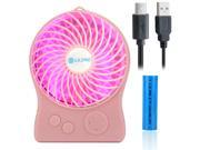 Mini Portable Wireless Rechargeable Super Strong Wind Desk Fan Cooling LED Light Black