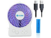 Mini Portable Wireless Rechargeable Super Strong Wind Desk Fan Cooling LED Light Black