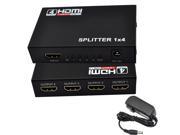 iKKEGOL 4 Port 1 x 4 HDMI Splitter Switch Video HUB Box 1080P HD Amplifier HDTV Power Adapter