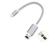 iKKEGOL Lightweight 2 in 1 USB Nylon Braided Charging Cable Cord MFi Lighting Cable with Removable 32G Micro SD TF Card Reader for iPhone7 iPhone 5 5s 6 6s 6 pl