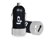 LP Aluminum Circle 2.4 Amps 12W USB Car Charger for Apple and Android Devices Silver