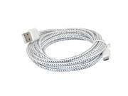 iKKEGOL 10ft 3M Fabric Braided Woven Micro USB Date Sync Charger Cable Cord for Samsung S3 S4 HTC Android HTC LG Nokia Motorola White
