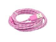 iKKEGOL 10ft 3M Fabric Braided Woven Micro USB Date Sync Charger Cable Cord for Samsung S3 S4 HTC Android HTC LG Nokia Motorola Pink