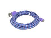 iKKEGOL 10ft 3M Fabric Braided Woven Micro USB Date Sync Charger Cable Cord for Samsung S3 S4 HTC Android HTC LG Nokia Motorola Purple