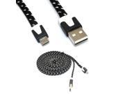 iKKEGOL 3M 10ft Flat Braided Fabric Micro USB Date Sync Charger Cable for Android HTC Samsung S3 S4 Black