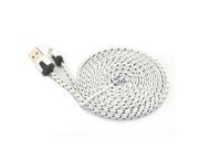 iKKEGOL 3M 10ft Flat Braided Fabric Micro USB Date Sync Charger Cable for Android HTC Samsung S3 S4 White