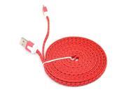 iKKEGOL 3M 10ft Flat Braided Fabric Micro USB Date Sync Charger Cable for Android HTC Samsung S3 S4 Red