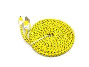 iKKEGOL 3M 10ft Flat Braided Fabric Micro USB Date Sync Charger Cable for Android HTC Samsung S3 S4 Yellow