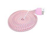 iKKEGOL® 3M 10ft Flat Braided Fabric USB 3.0 Type A to Micro B Superspeed Charge Sync Data Cable for Samsung Galaxy Note 3 N9000 Pink