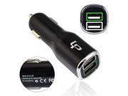 LP® Apple Certified 5V 4.8A 24W 2 Port Rapid Dual USB Car Charger for iPhone Samsung Black