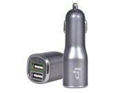 LP® Apple Certified 5V 4.8A 24W 2 Port Rapid Dual USB Car Charger for iPhone Samsung Gray